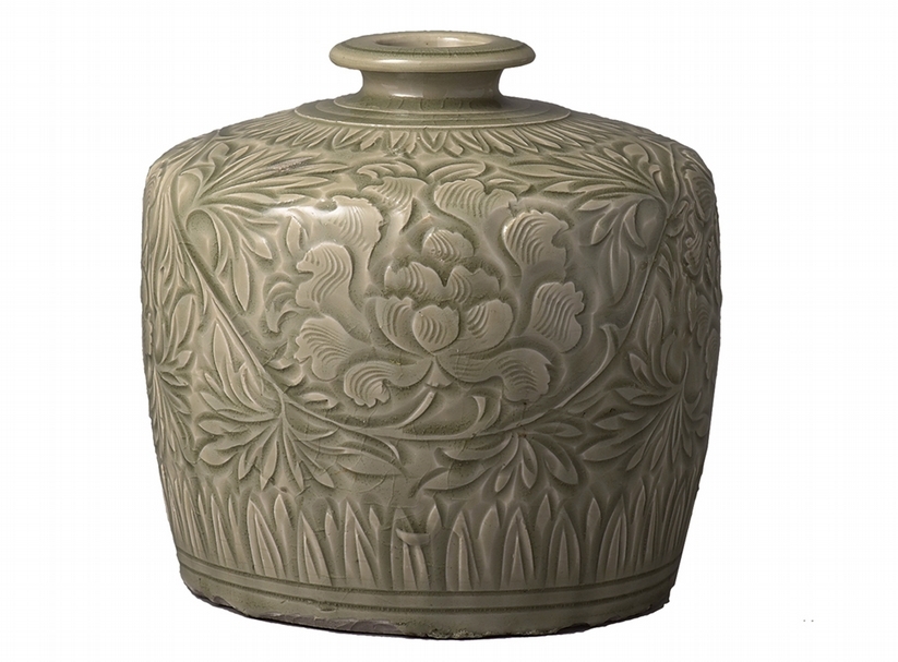 豊富な2024高麗青磁陰刻花卉紋瓶　　高麗翡色青磁　　12世紀頃　 　名品　　状態最高 高麗