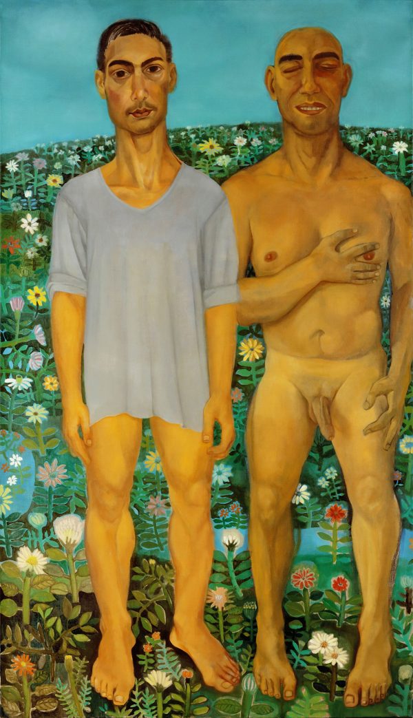 Two People with Flowers