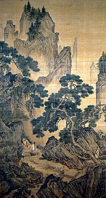 明代周臣〈奔壑古松圖〉，王季遷家族收藏。