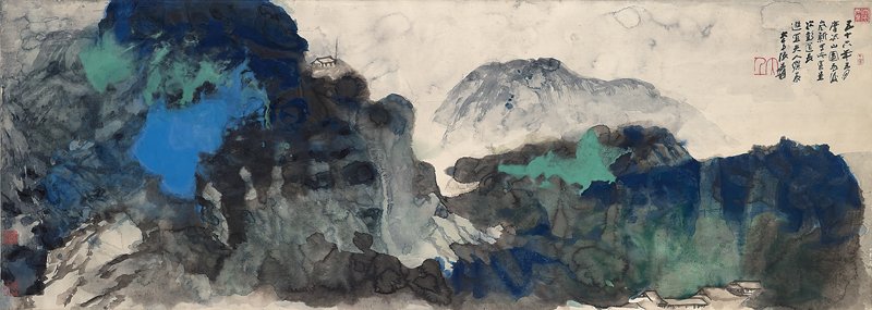 張大千〈雨後嵐新〉，67×188厘米，成交價2,194萬港元，為近現代書畫第二高價。