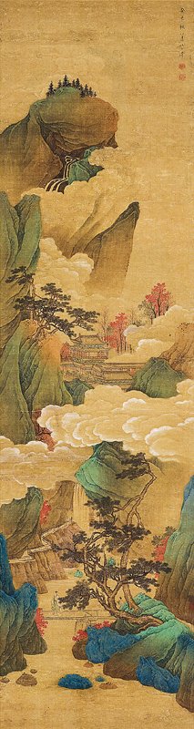 朱之蕃〈金陵圖詠.杏村問酒〉,版畫。