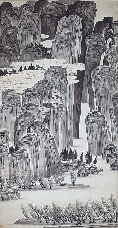 齊白石〈宋法山水圖〉，京都國立博物館。