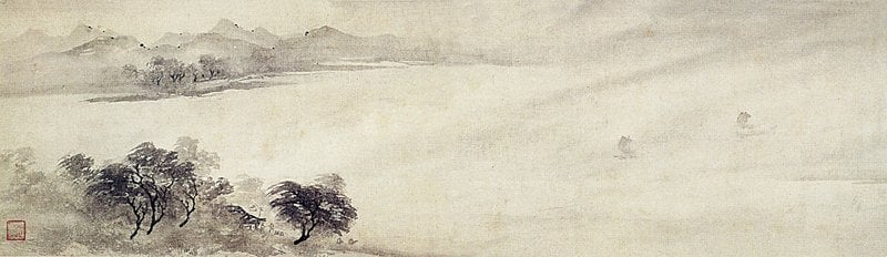 南宋牧谿〈遠浦帆歸圖〉。