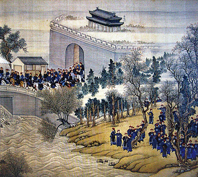 清〈康熙南巡圖〉之第一卷（局部），絹本設色，67.8×1,555厘米，現藏北京故宮博物院。