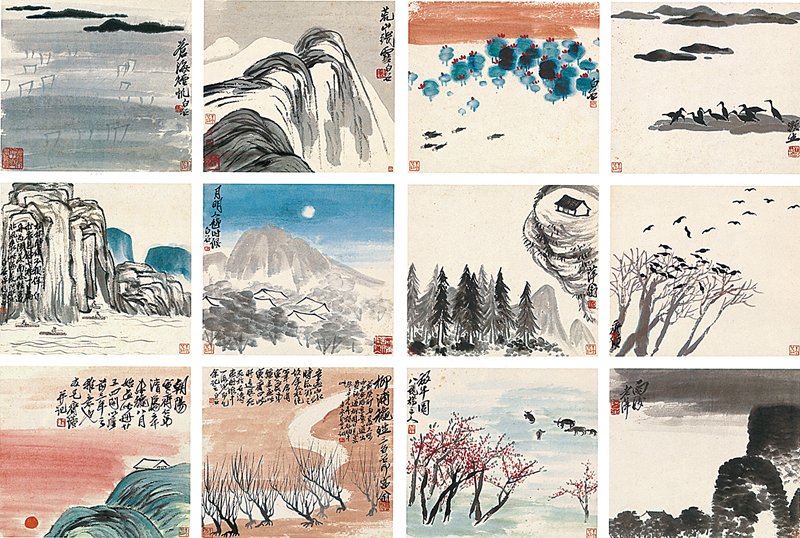 2011年11月13日中國嘉德「大觀──中國書畫珍品之夜」專場編號1239齊白石〈山水冊〉12開，估價待詢。