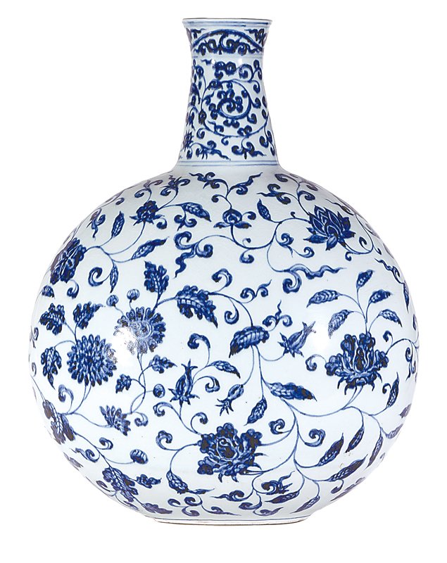 明永樂〈青花四季花卉紋扁壺〉 北京盈時．人民幣1億2,190萬元
