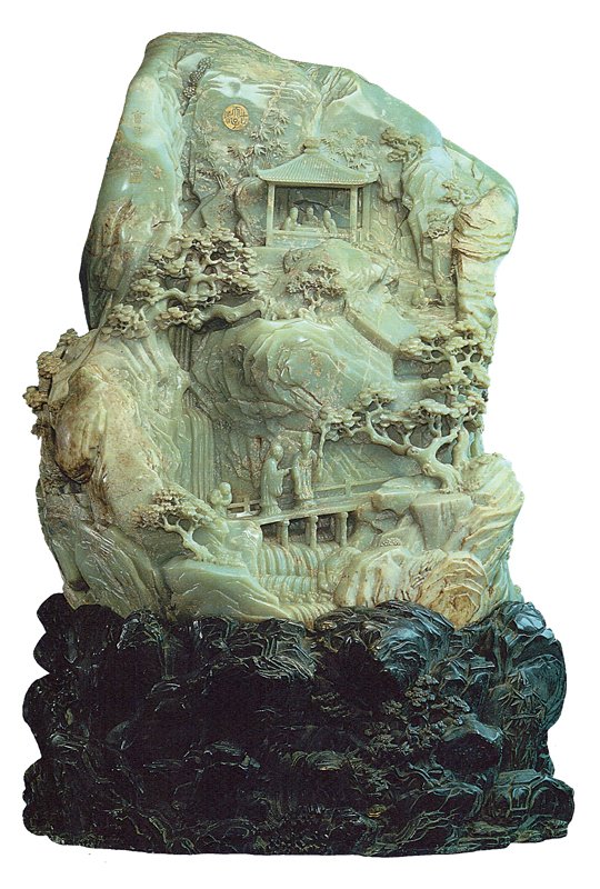 2010年香港佳士得秋拍清乾隆〈御製碧玉雕馬遠四皓圖山子〉，成交價5,666萬港元。