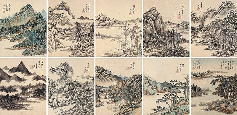 2011年11月6日中貿聖佳「中國古代書畫」專場編號1190王時敏〈仿各家山水冊〉十開，估價待詢。