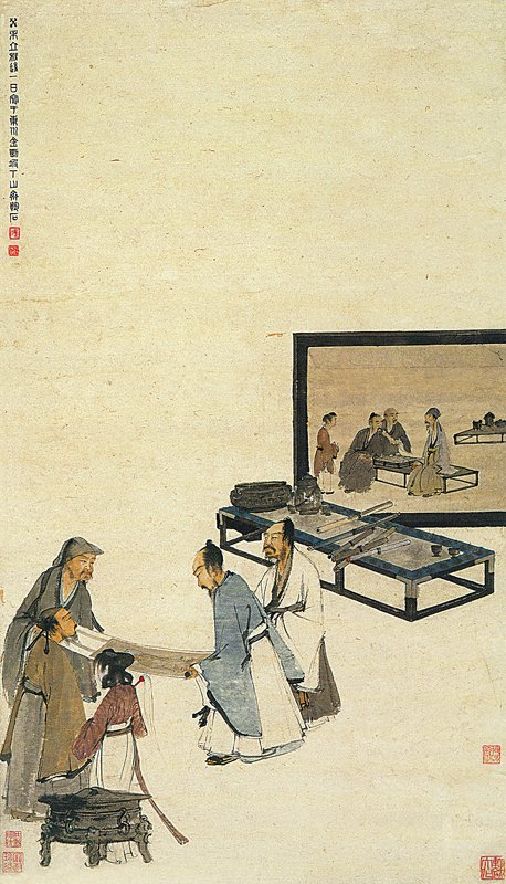 1943年作〈讀畫圖〉，110×62.5厘米，鄧仕勳收藏。圖／鄧仕勳提供。
