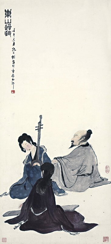 傅抱石〈東山逸致〉，98.5×44厘米。