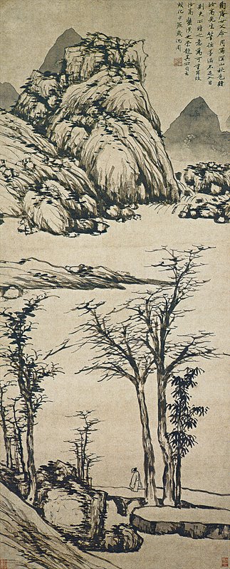 明代沈周〈溪山秋色〉，南京博物院。