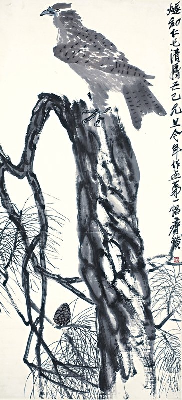 齊白石〈松鷹圖〉，134×61厘米。