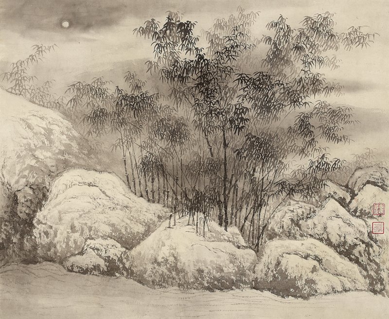達舜明（Katy Talati）1947年作〈竹林〉，34.4×41.5厘米。©The Trustees of the British Museum，Reproduced by permission of the artist。