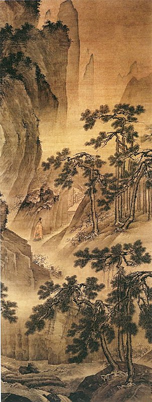 戴進1449年作〈洞天問道〉，絹本設色，211×82.2厘米，北京故宮博物院藏。