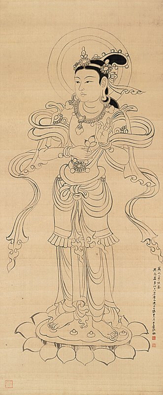 張大千〈白描觀音〉，167×71厘米，成交價1,578萬港元。