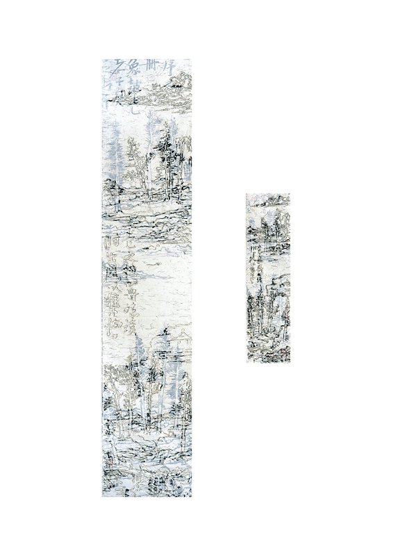 王天德2008年作〈Digital-No.08-MH70〉，180×35厘米、56×14.5厘米。©The Trustees of the British Museum，Reproduced by permission of the artist。