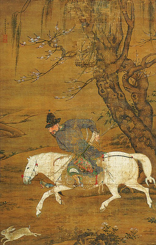 北京保利2010年6月3日胡聰〈春獵圖〉,191×122厘米,預估價人民幣500萬~800萬元,成交價人民幣560萬元。