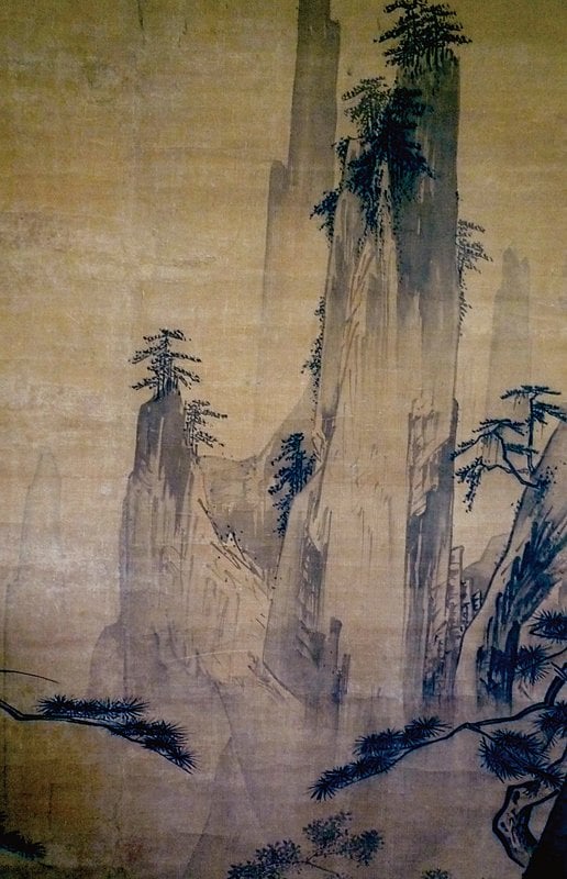〈高士觀月圖〉遠景山峰。