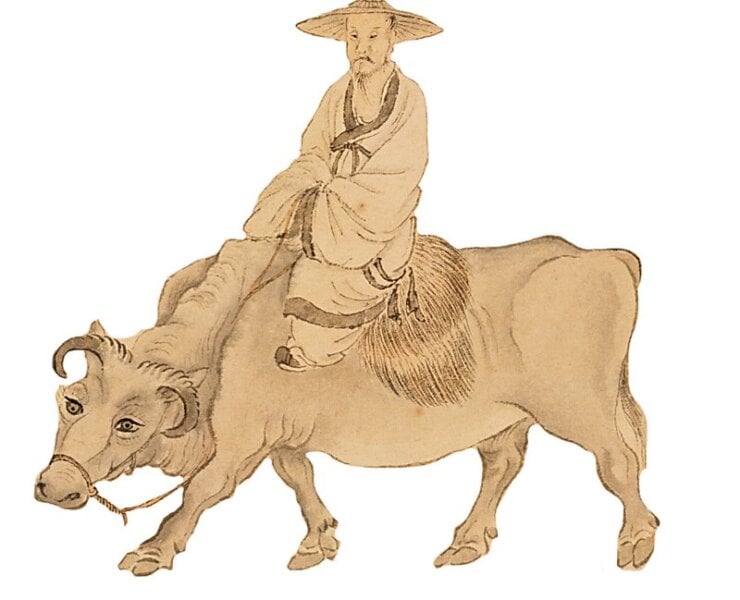 清楊晉1699年〈石谷（王翬）騎牛圖〉局部，北京故宮博物院藏。圖／本刊資料室。
