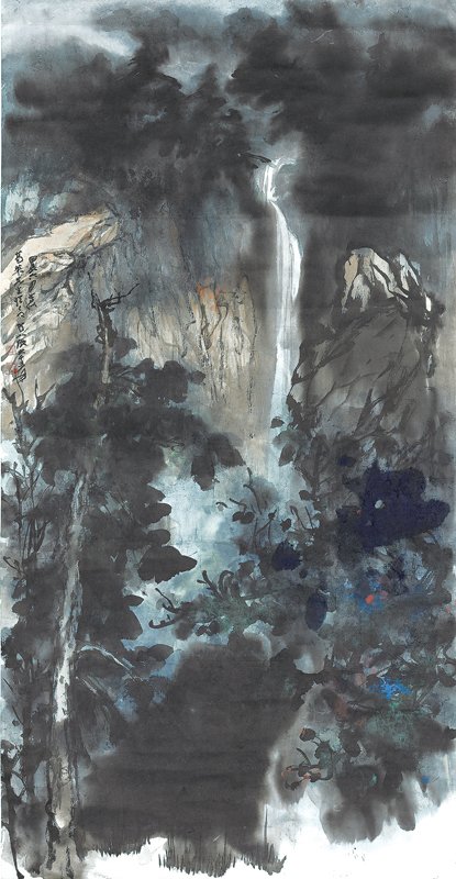 張大千1964年作〈青綠山水〉，182.7×94.5厘米。©The Trustees of the British Museum。