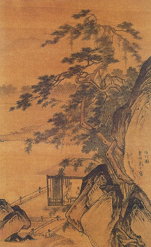 明代周臣〈怡竹圖〉，上海博物館藏。