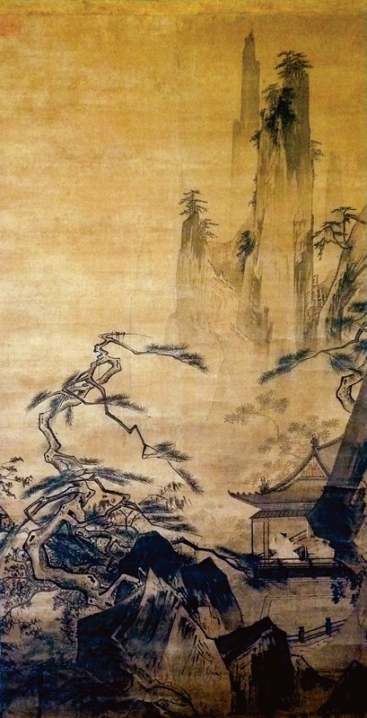 〈高士觀月〉（傳馬遠山水）絹本設色畫，198.1×106厘米，款：「馬遠」，收傳印記：「御府圖書」（尺寸約6.7×6.7厘米），西雅圖藝術博物館藏（圖1-1）。