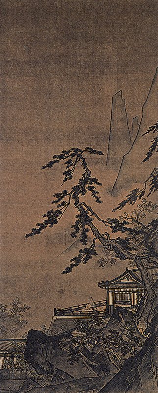 元代孫君澤〈樓閣山水圖〉雙幅,日本靜嘉堂文庫藏。