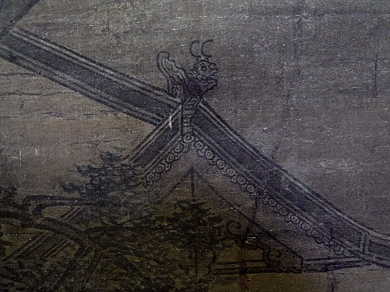 〈山齋賞月圖〉畫中建築屋軒局部。