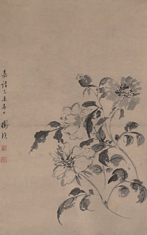 傳明代陳淳〈花卉〉,紙本水墨,73×46厘米。Jussi Pakkala攝,赫爾辛基迪德里克森美術館提供。