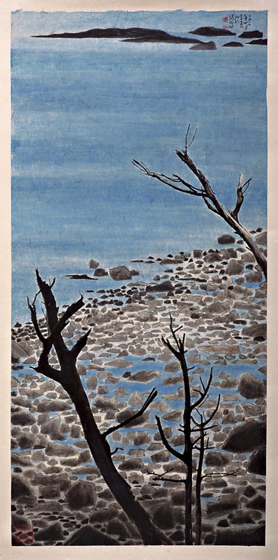 李義弘2010年作〈燦爛的日子〉，91×44厘米，京都六尺純楮皮紙。