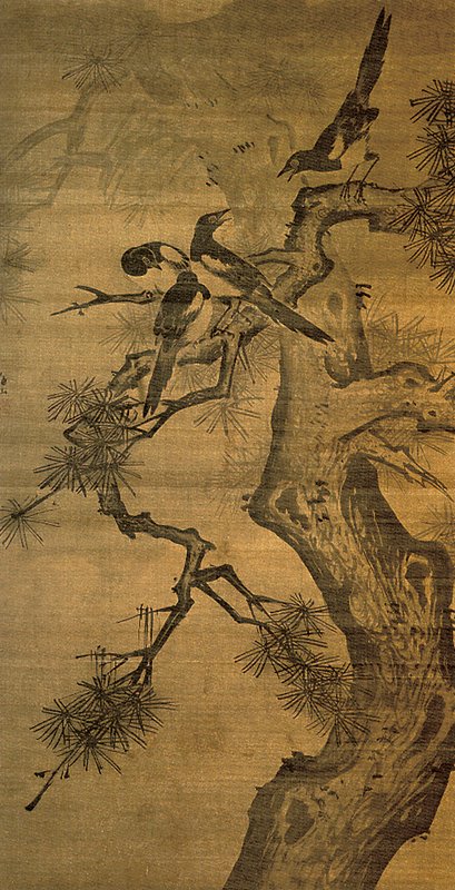 明代蕭海山〈蒼松四喜圖〉軸。兩塗軒捐贈、上海博物館藏。