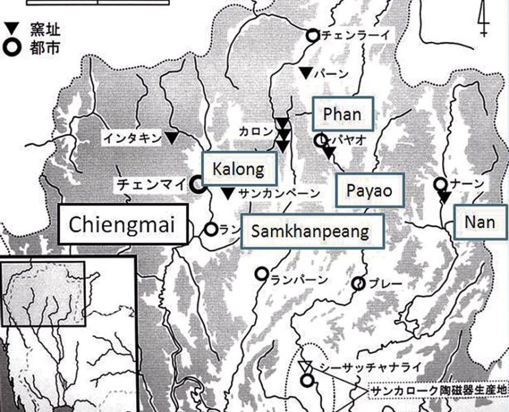 Lannar王國，是以泰國北部中心都市清邁為首都，沿著山間大小河川開展的盆地所成立的都市之連合體。窯址緊鄰這類型的都市分布。