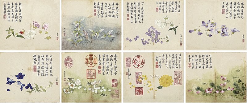 鄒一桂〈花卉八開冊〉，成交價人民幣2,300萬元。
