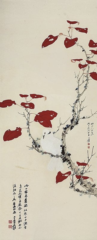 張大千〈紅葉白鳩〉，成交價人民幣1667.5萬元。