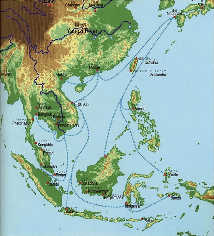 從單一遺址同時出土有安平壺與肥前瓷器的分布地圖顯示，這些地點幾乎都是重要的港市遺跡。