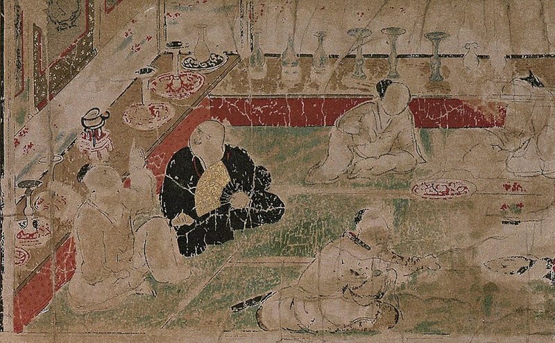 《祭禮草子》，複製品局部，前田育德會尊經閣文庫藏。（福井縣立一乘谷朝倉氏遺跡資料館編《花く城下町一谷 花の下に集う中世の人々》，2005，圖14）。