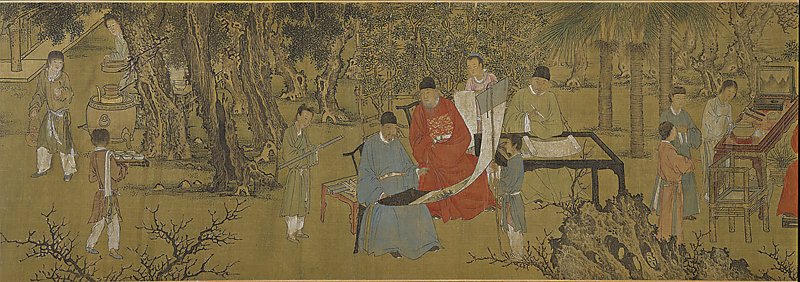 明謝環〈杏園雅集圖〉卷，37×243.2厘米，局部。