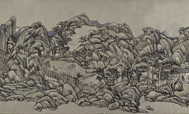 清王原祁〈輞川圖〉卷，35.6×545.5厘米，局部。