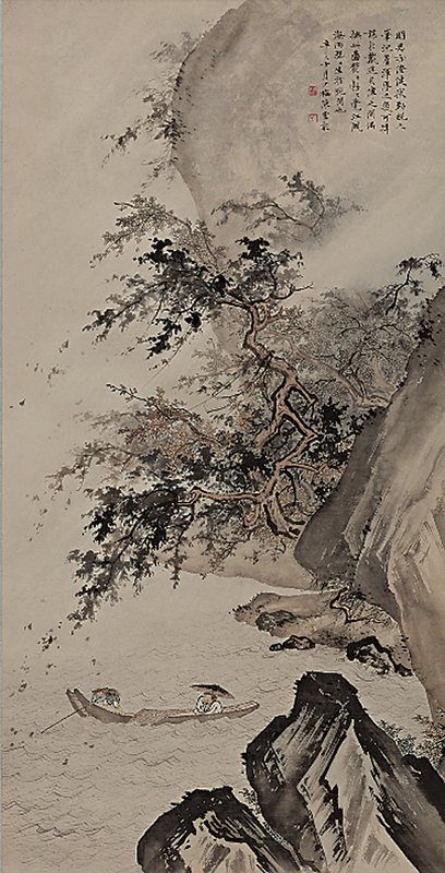 陳少梅1941年〈秋江雨渡圖〉。