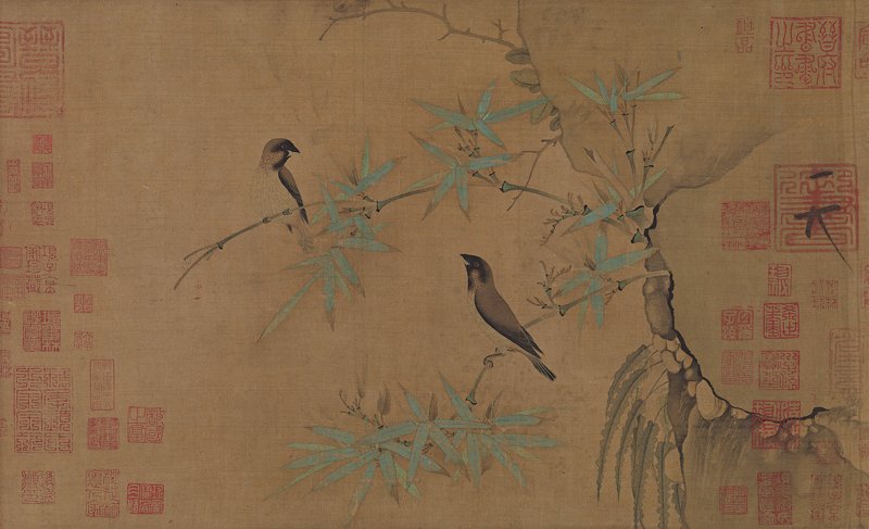 北宋徽宗〈竹禽圖〉，33.7×55.4厘米。