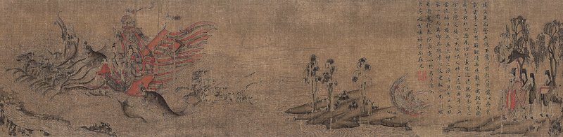 〈洛神賦圖〉卷，第五幕：〈悵歸〉第一景〔泛舟〕，遼寧省博物館藏。