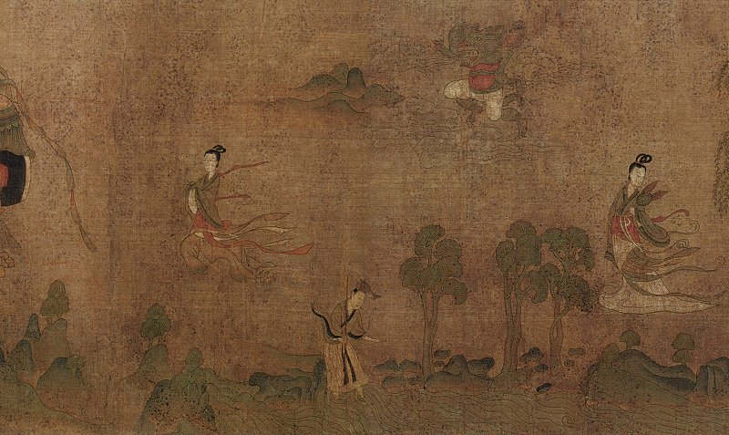 傳東晉顧愷之（宋摹本）〈洛神賦圖卷〉，北京故宮藏，局部：「女媧」、「屏翳」、「川后」。