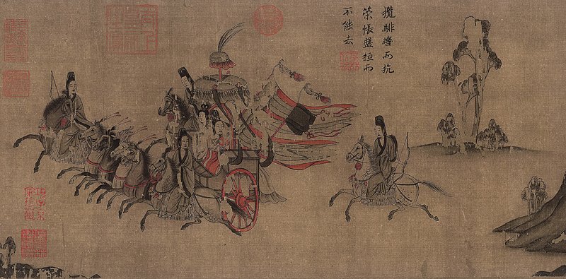 〈洛神賦圖〉卷，第一幕：〈邂逅〉第三景〔驚豔〕，北京故宮博物院藏。