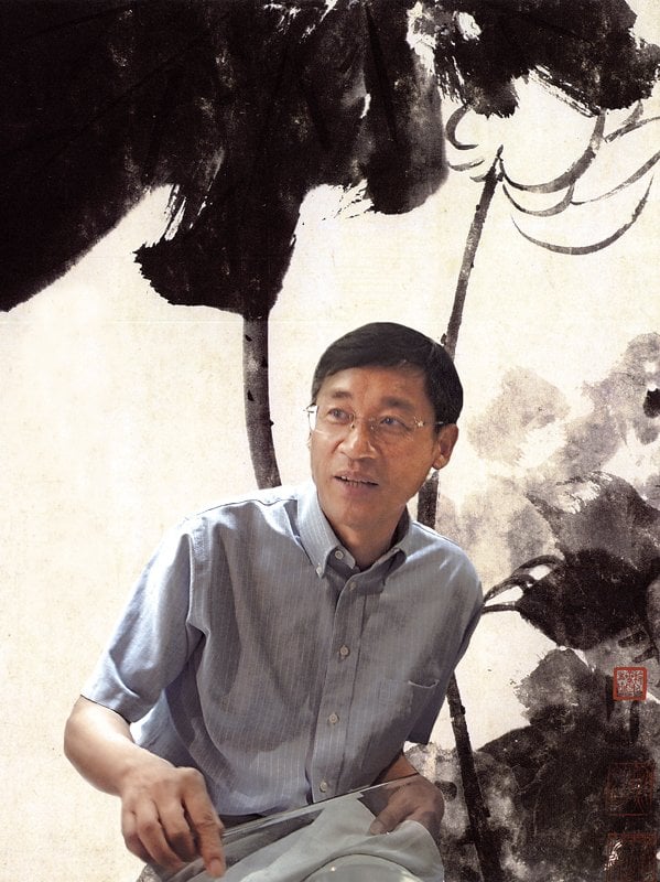 左起勞繼雄、祝君波、傅申、馬成名、張子寧，於上海2010世界華人收藏家大會合影。攝影／鄭又嘉。