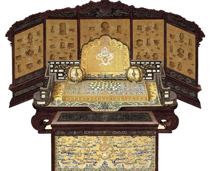 1728年〈古玩圖〉卷，紙本設色，62.5×約2,000厘米，大英博物館藏。圖為局部。© Trustees of the British Museum。