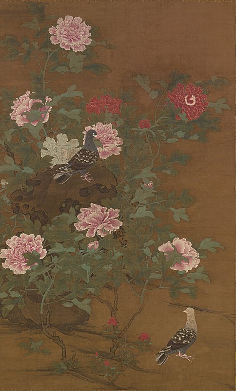 元代王立本〈花鳥圖〉，設色絹本立軸兩屏，162×99.4厘米×2，估價120萬～150萬港元。