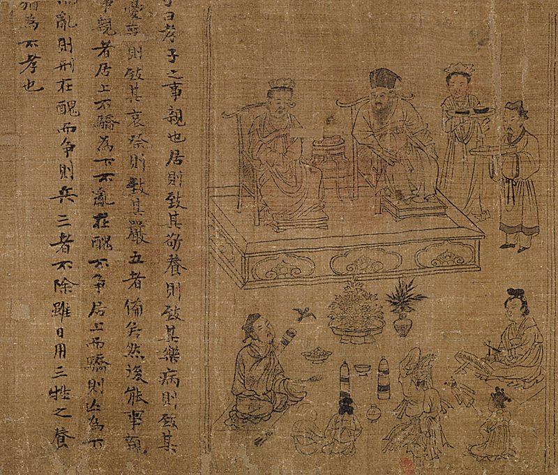 北宋李公麟〈孝經圖〉，美國大都會博物館藏。圖為局部。圖／取自美國紐約大都會博物館官網。