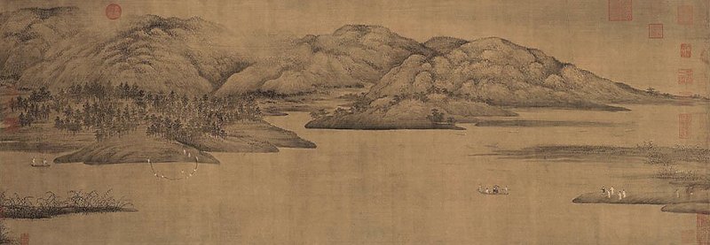 （傳）五代董源〈瀟湘圖〉卷，絹本水墨淺設色，50×141.4厘米，北京故宮博物院藏。（非本次展品）圖／取自互動百科。