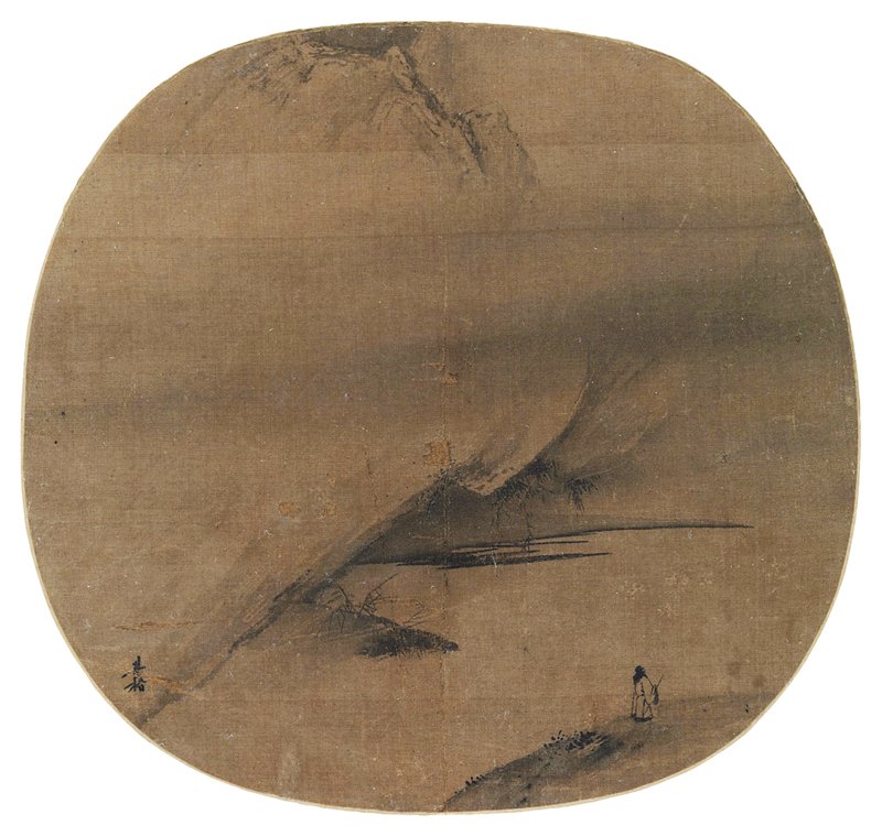 梁楷〈澤畔行吟圖〉團扇，24.5×26厘米，圖／取自美國紐約大都會博物館官網。