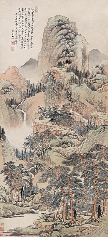 古代書畫部分王鑑〈仿董文敏青綠山水〉以1,725萬港元成交。